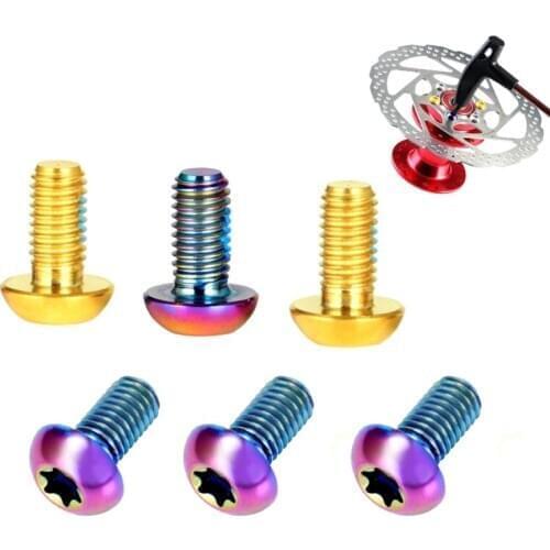 6pcs Titanium Alloy Bicycle Disc Brake Rotor Fixing Bolts M5*10mm Mountain Bike Brake Rotor Screw