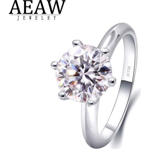 AEAW Fashion Jewelry 2.0ct 8.0mm D Color Arrow Cut Round Moissanite Engagement Rings Real 18k White Gold