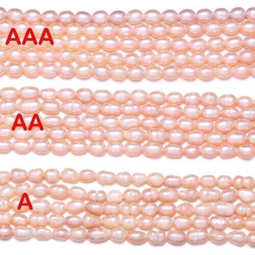 Natural Freshwater Pearl Beads Pink Rice Shape Punch Loose Beads for DIY Jewelry Making Elegant Necklace Bracelet