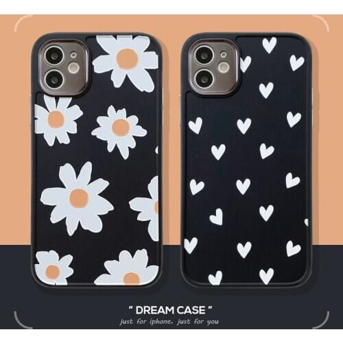 Daisy Flower Heart Detachable Plating Camera Protection Case for iPhone 12 Mini 11 Pro XS Max 7 8 Plus Shockproof Soft TPU Cover
