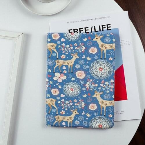 For iPad 2 3 4 5 6 7/Air 1 2 3/Pro 11 2018 2020 PU Leather Tablet Stand Folio Cover Flower Painting Colors Slim Case iPad Air 4