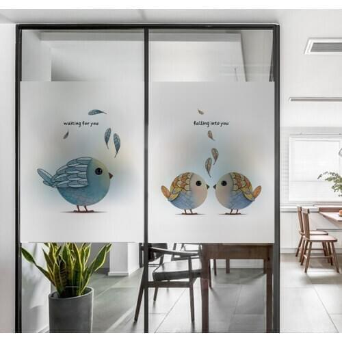 Custom Size birds Decorative Glass Window Film No Glue Opaque Window Stickers Static Cling Foil For Smooth Glass Living Room