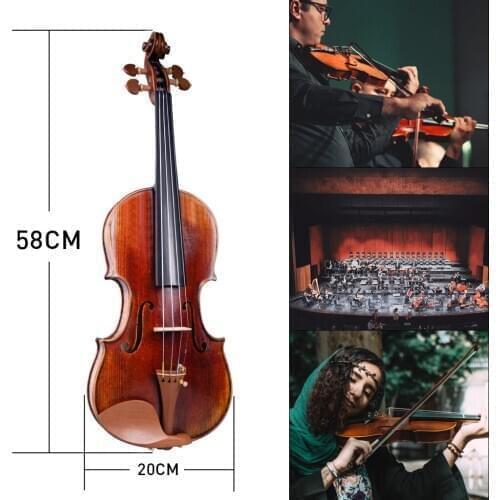 Wooden 4/4 Full Size Violin with Bow Bridge Box Set for Kids Musical Accessories