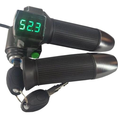 Electric Bike Voltage Display 1 Pair Universal LED Voltage Display Twist Throttle with switch for 12-99V Ebike Scooter Durable