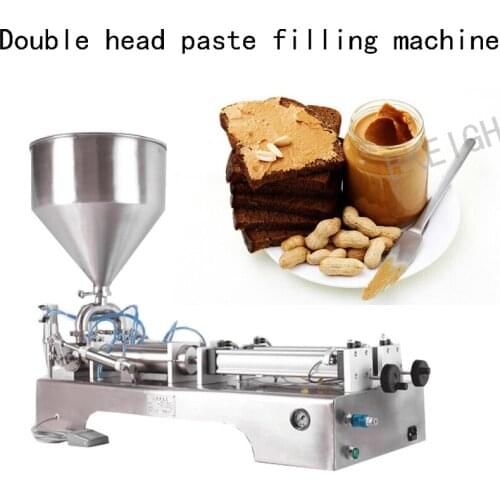 Double Head Pneumatic Paste Filling Machine Foot Control Stainless Steel Semi Automatic Quantitative Filling Machine