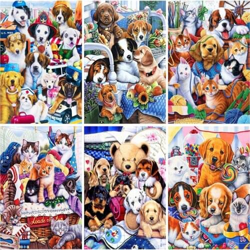 Evershine Full Square Diamond Embroidery Dog Rhinestone Art 5D DIY Diamond Painting Cat Animal Mosaic Craft Kit Home Decor