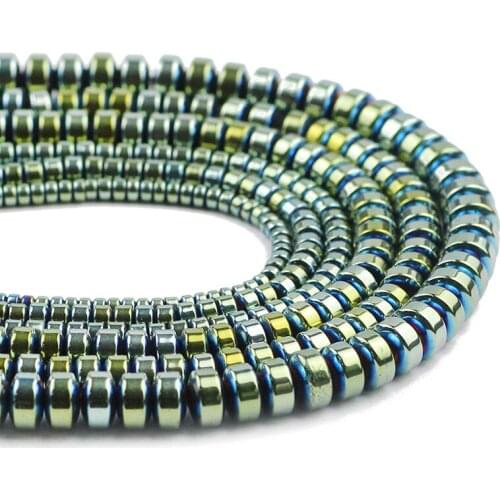 Hematite Natural Stone Green Flat Cylinder Round Shape 3/4/6/8MM Spacers Loose Beads For Jewelry Making DIY Bracelet Accessories