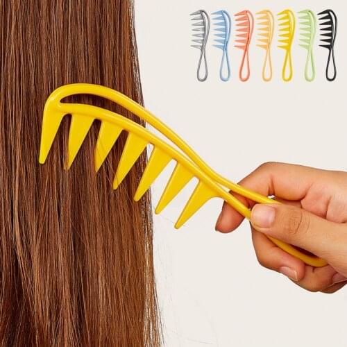 Candy Colors Hair Styling Comb Shark Tooth Hollow Design Candy Colors Wide Teeth Plastic Curly Hair Styling Comb Wet Dry Dual Us
