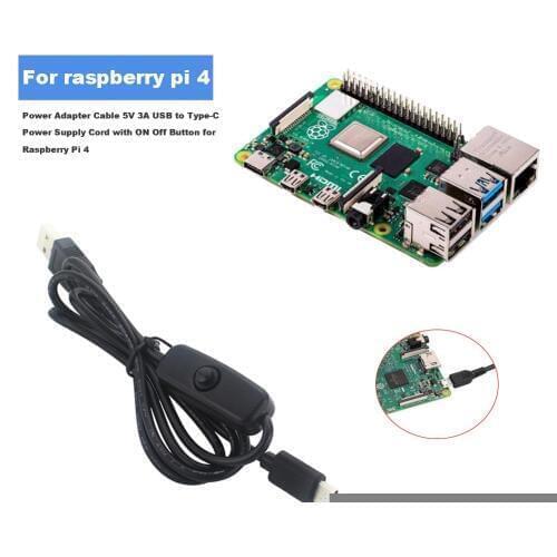 Power Adapter Cable For Raspberry Pi4 5V 3A 15W USB To Type-C Power Supply Cord For Routers Lamp Camera TV Boxes Raspberry Pi 4