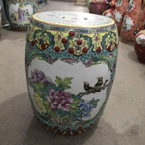 Jingdezhen Ceramic Table Handpainted Ancient Pink Peony Flower Outdoor bathroom home porcelain ceramic stool