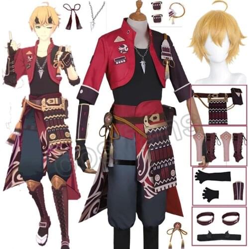 Game Genshin Impact Tohma Cosplay Costume Tohma Cosplay Genshin Impact Costume for Man Halloween Carnival Uniform Outfit Wigs