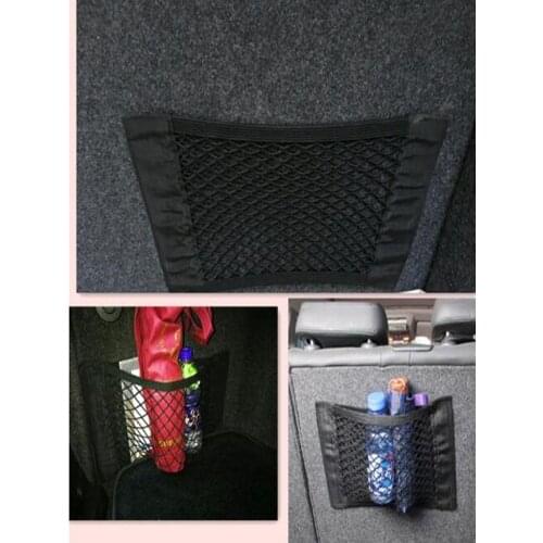 Hot Car Back Rear Trunk Seat Storage Bag Auto Accessories Organizer Double-deck Elastic String Net Magic Sticker Pocket Bag Mesh