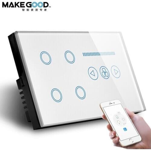 Makegood US/AU Standard, Wifi 4gang Remote Switch and Fan Touch Switch for Smart Home System,Free Shipping