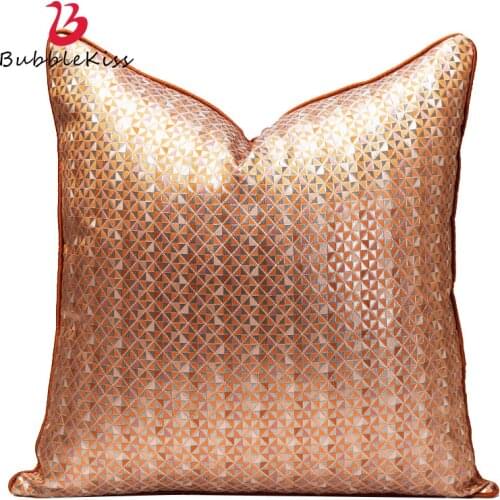 Bubble Kiss Golden Geometric Orange Cushion Cover High Quality Jacquard Throw Pillow Cover Velvet Fabric Party Decor Pillowcase