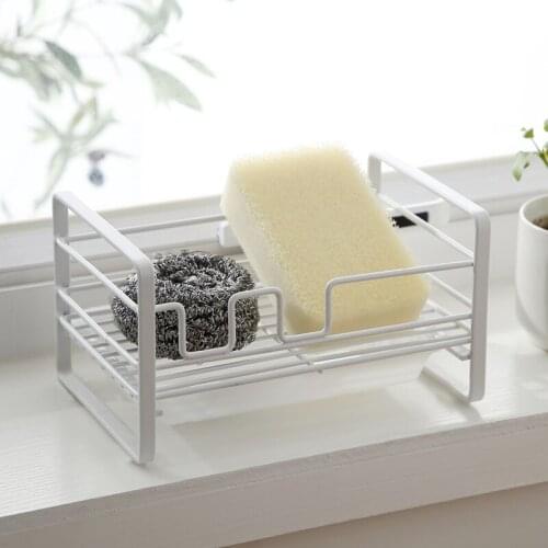 New Large Sponge Storage Rack Wrought Iron Sponge Drain Rack Steel Ball Soap Dish Cloth Sink Kitchen Storage