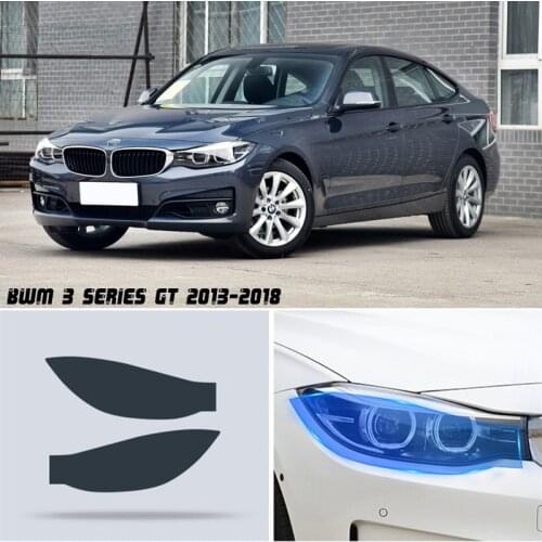 New Car LH+RH Smoke TPU Headlights Protective Precut Film Sticker Cover Trim Fit For BMW 3 Series GT 2013-2018