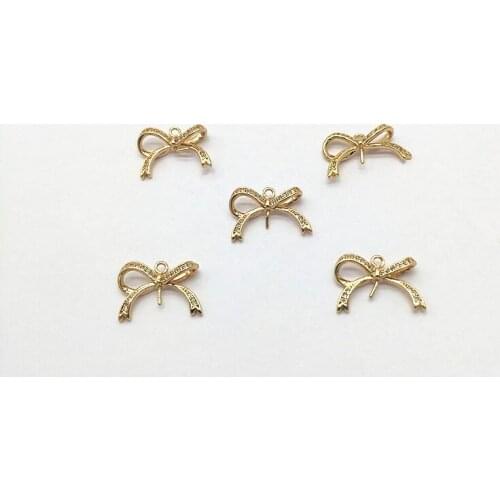 New arrival! 11x8mm 50pcs Cubic Zirconia Bows shape Connector for Earrings DIY parts,Jewelry Accessories Findings & Component