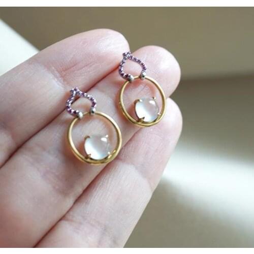 New original design sense round beads high-end hollow earrings noble retro charm womens brand silver jewelry