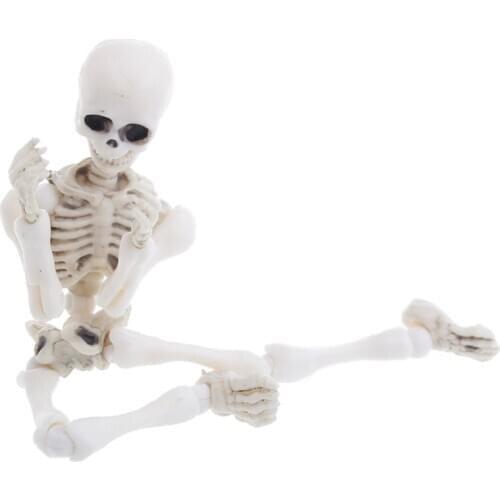 Movable Mr. Bones Skeleton Human Model Skull Full Body Mini Figure Toy Halloween