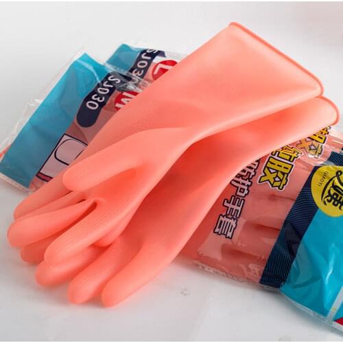 Rubber Latex Dishwashing Gloves Womens Waterproof Household Kitchen Washing Bowl Washing Clothes Vegetable Cleaning Household