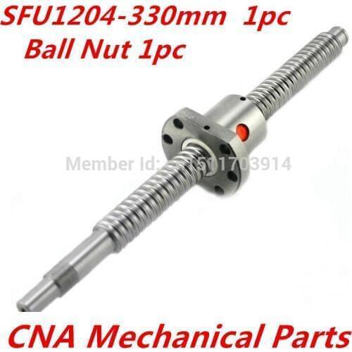 CNC Parts SFU1204 330mm BallScrew Set 1pc RM1204 L-330mm + 1pc SFU1204 Ball Screw Anti Backlash BallNut with end machining