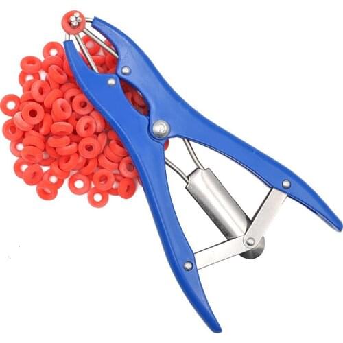 1PC Piglet Sheep Tail Castration Forceps Plicer With 100PCS High Elastic Particulate Rubber Ring Farm Animal Livestock Supplies