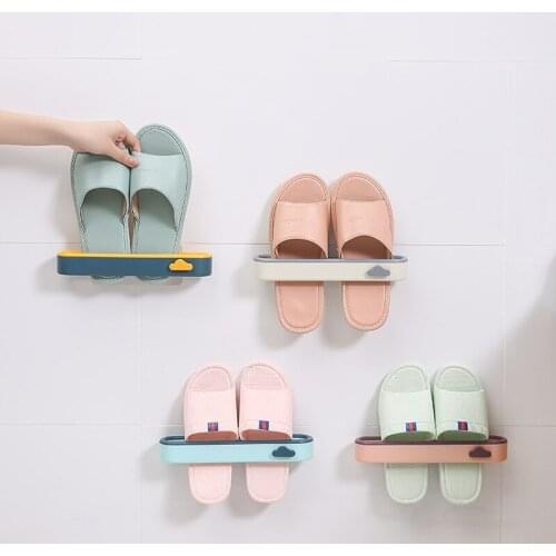 Modern and Simple Paste Buckle Wall-mounted Shoe Rack, Home Three-dimensional Slippers Rack, Bathroom Porch Storage Shelf