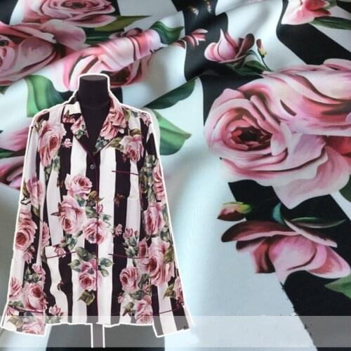 Rose Stretch Satin Fabric Brand 100% Polyester Fabric for Dress Childrens Clothing DIY Fabrics Wholesale Polyester Cloth Meter