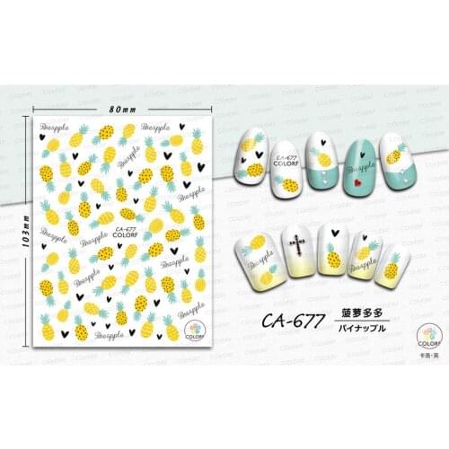UPRETTEGO SUPER THIN SELF ADHESIVE 3D NAIL ART NAIL SLIDER STICKER FLOWER SUMMER HOT FRUIT PINE APPLE STRAWBERRY CA675-681