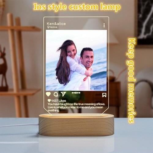 Custom Text Photo 3D DIY Instagram Style USB Power Customized Personal Night Light Home Decor Festival Gift 3 White Light