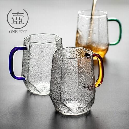 Heat resistant glass mug office home drinking glass transparent creative large capacity bubble tea coffee cup household teacup
