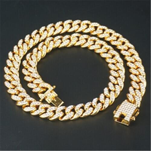 UUNICO Hip Hop high quality European and American fashion full AAA zircon large gold chain Cuban chain necklace