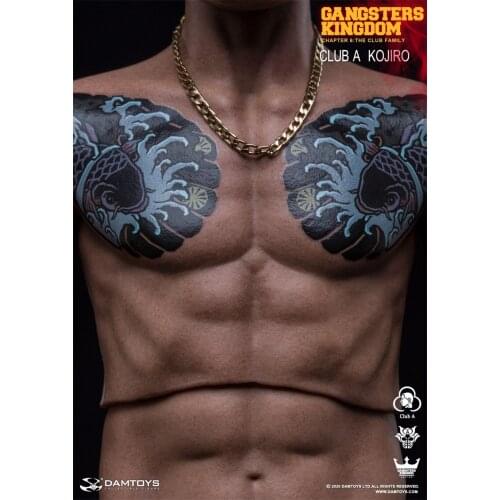In Stock 1/6th DAMTOY DAM GK021 Gangster Kingdom Male Body Muscle Figures With Tattoos Pattern Model For 12inch Body Doll