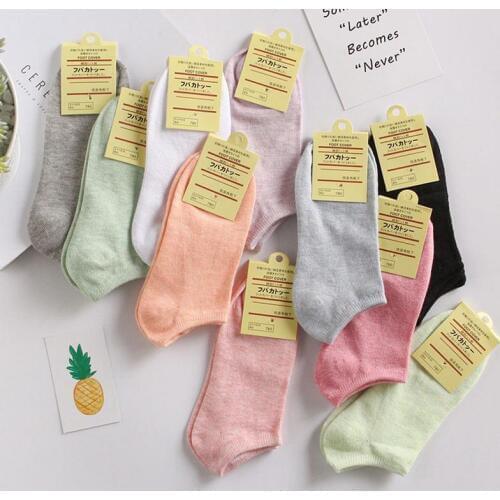 Spring Autumn Solid Female Socks Candy Cotton Ladies Ankle Students Casual Colorful Women Socks