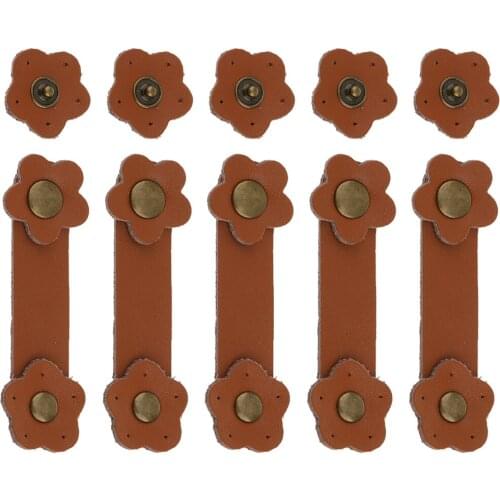 High Quality 5 Sets Soft Leather Buckles Purse Hasp DIY Bag Wrist Strap Plum Flower Tool Khaki for Sewing Craft Project 8.5cm