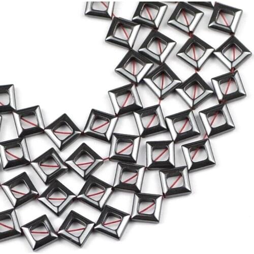 YHBZRET 8MM Diagonal square Black Hematite Spacers Natural Stone Beads For Jewelry Making Diy bracelets accessories Findings