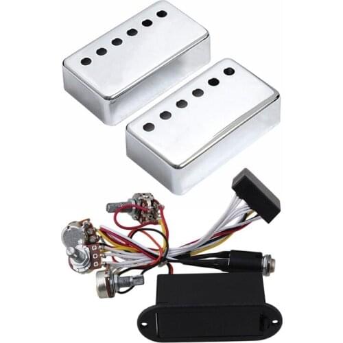 2Pcs Humbucker Neck & Bridge Guitar Pickup Covers Chrome & 1Pcs 2 Band Active Bass Guitar Preamp Circuit Pickup Black