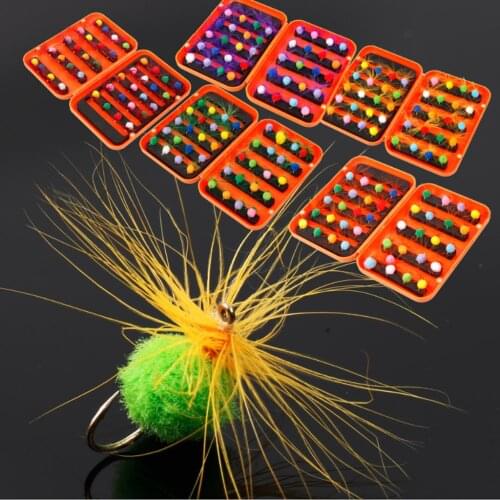 40Pcs Lifelike Dry Flies Artificial Fishing Lures Colorful Insect Lures Kit with Fly Box