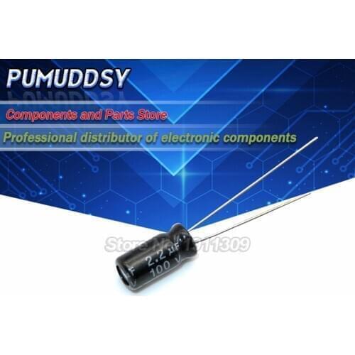 50PCS Higt quality 100V2.2UF 5*11mm 2.2UF 100V 5*11 Electrolytic capacitor