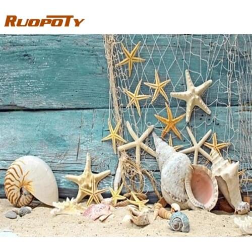 RUOPOTY Starfish Diamond Painting Cross Stitch Landscape Full Drill Square/Round Diamond Embroidery Rhinestones Paint Home Decor