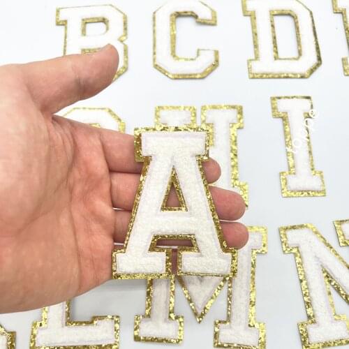 Large White Letters Embroidered Iron On Patch Applique Diy Name Badge Alphabet Patches For Kid Clothing jeans Bag Accessories