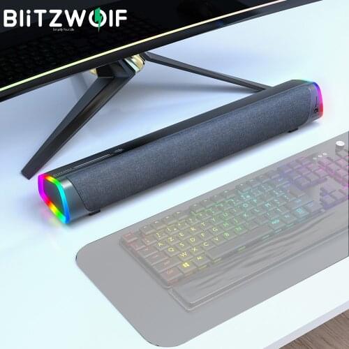 BlitzWolf BW-GS2 Computer Speakers RGB Light 360°Stereo Sound Fabric Texture USB 3.5mm Audio Plug Smart PC Speaker Soundbar TV
