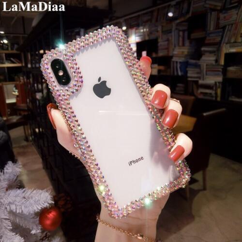 For SamsungS6 S7 S8 S9 S10 S20 PLUS Note5 8 9 10 20 Plus Luxury Bling Rhinestone Diamond Crystal Soft Transparent TPU Cover Case