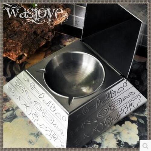 European large size Pyramid Carving Creative Ashtray With Lids Cigarette Smokeless Cigar Ashtray cigarette machine YHG004