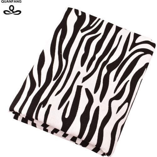 QUANFANG Black Zebra Texture Pattern Canvas Fabric For Sofa Shirt Curtain Bag Home Handmade Cushion 50x140cm or 45x45cm/piece