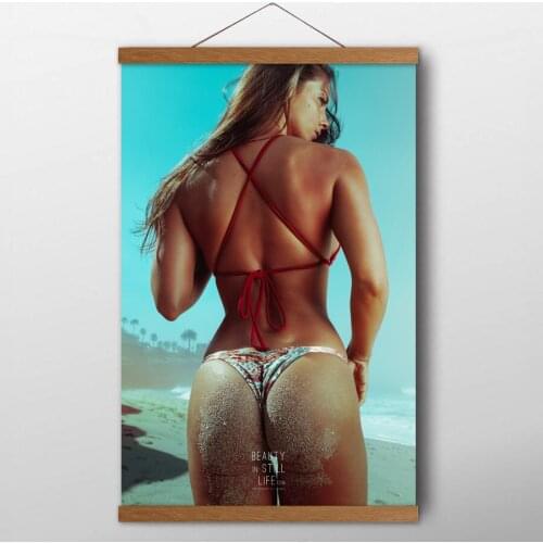 Scroll Paintings Janna Breslin model Women Sexy Girl Beach bikini Posters Canvas prints Wall Art For Living Room Decor