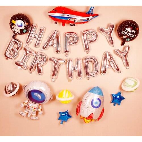 Outer Space Party Astronaut balloons Rocket Foil Balloons Galaxy Theme Party Boy Kids Happy Birthday Party Decor helium globos