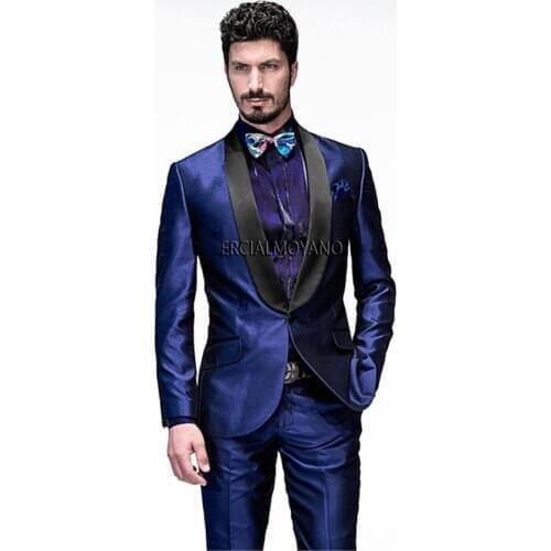 Handsome Groomsmen Shawl Lapel Groom Tuxedos Mens Wedding Dress Man Jacket Blazer Prom Dinner (Jacket+Pants+Tie) K132