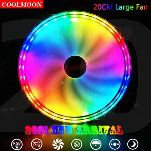 Coolmoon 200mm Case Fan Cooling Cooler Fan 6PIN RGB LED Fans Support Remote Control For Computer Heatsink DIY PC Accessories