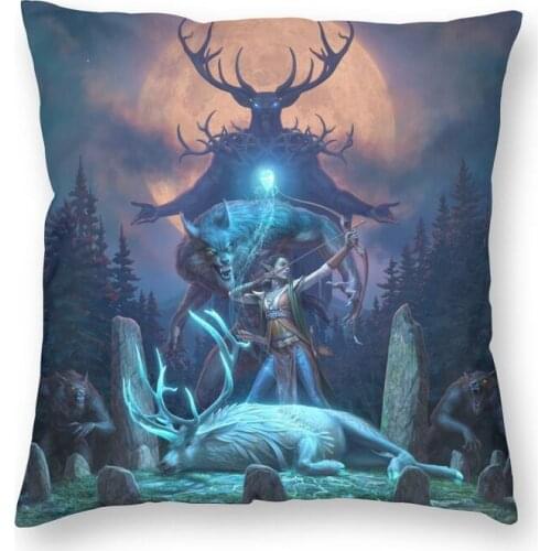 Skyrim Wolfhunter Square Pillow Cover Home Decor Game Lover Cushion Cover Throw Pillow for Car Double-sided Printing